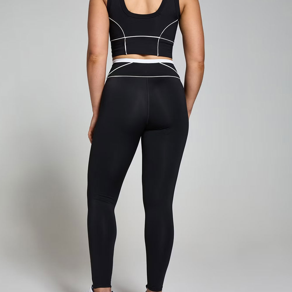Contrast Texture Leggings – Black